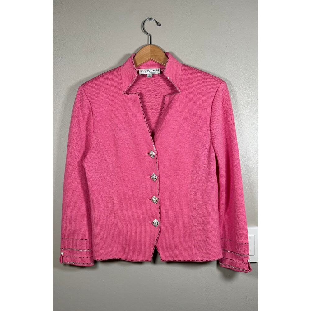 St.John Evening Rhinestone/Paillette Embellished Knit Jacket size 10